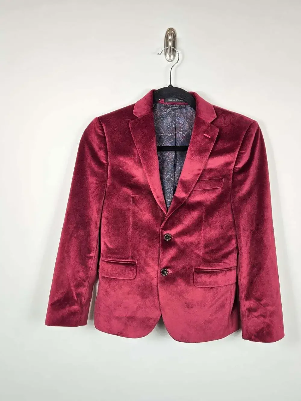 Lauren Ralph Lauren X HBC Velvet Blazer 12R Burgundy Red Paisley Lined Holiday